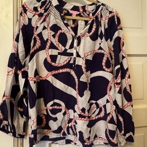 Lilly Pulitzer Navy and White Rope Print Blouse